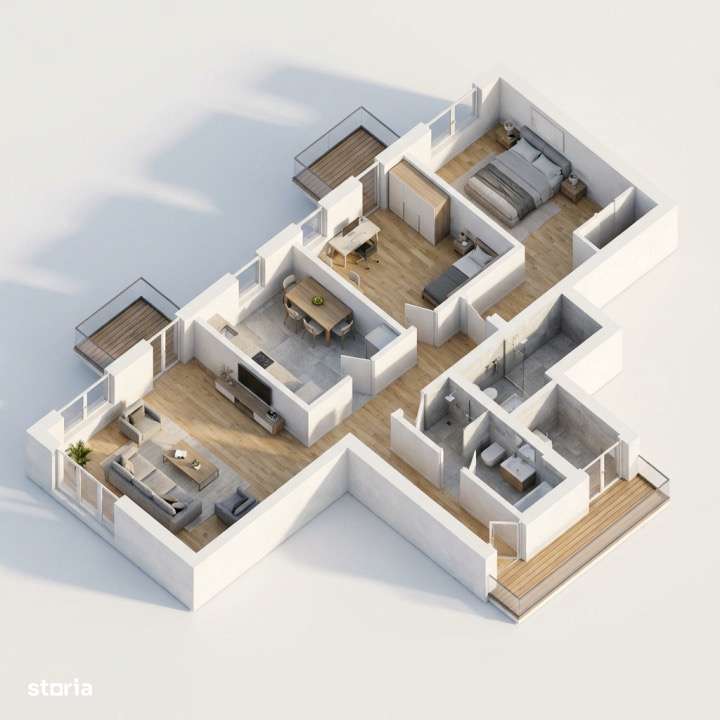 Apartament 3 CAM, SU 79.83MP, 2 BALCOANE, zona IRIS-1