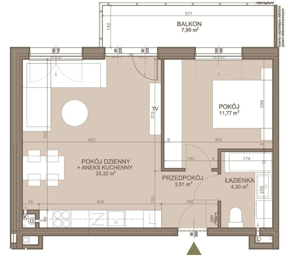 2-pokojowe mieszkanie 44,90 m2 + balkon - Pełny obrazek: 1/7