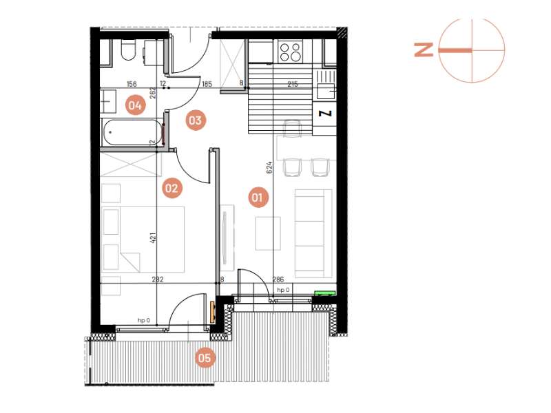 Mieszkanie, 35.67m², 2 pokoje, 4 piętro, B-KLM12-LM33, Nowe Horyzonty - Pełny obrazek: 2/14