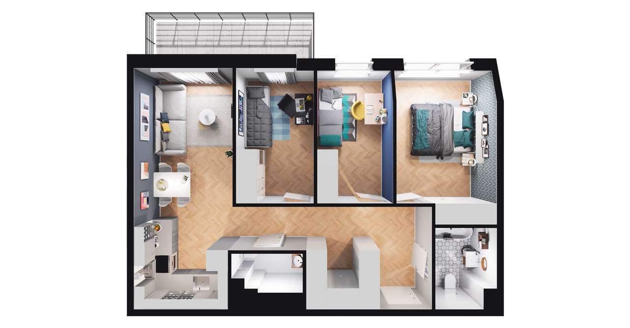 4-pokojowe mieszkanie 67m2 + balkon - Pełny obrazek: 2/8