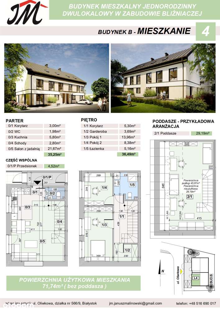 Bezczynszowe mieszkanie stan dewelop. z ogródkiem – ul. Oliwkowa-3