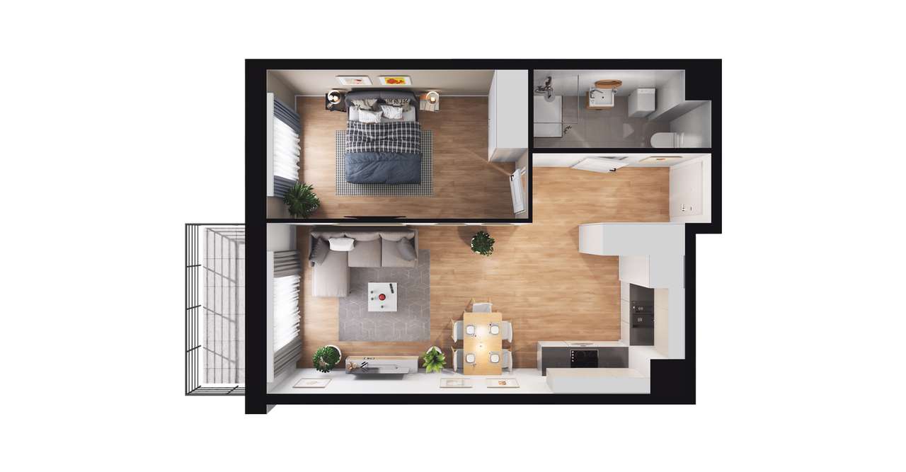 2-pokojowe mieszkanie 45m2 + balkon Bezpośrednio - Pełny obrazek: 3/9