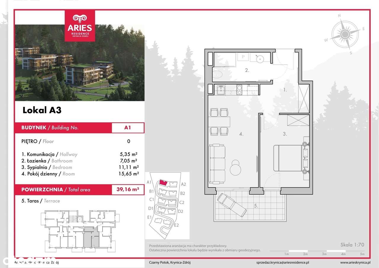 Apartament z ogródkiem obok gondolki na Jaworzynę Krynicką (lokal A3)