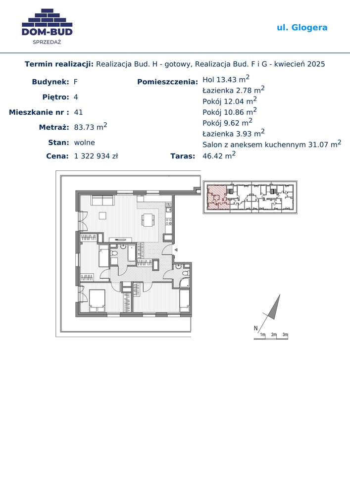 ul. Glogera | mieszkanie 4-pok. | F_41 - Pełny obrazek: 2/7