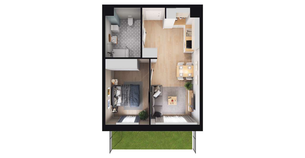 2-pokojowe mieszkanie 41m2 + ogródek Bez Prowizji - Pełny obrazek: 2/8