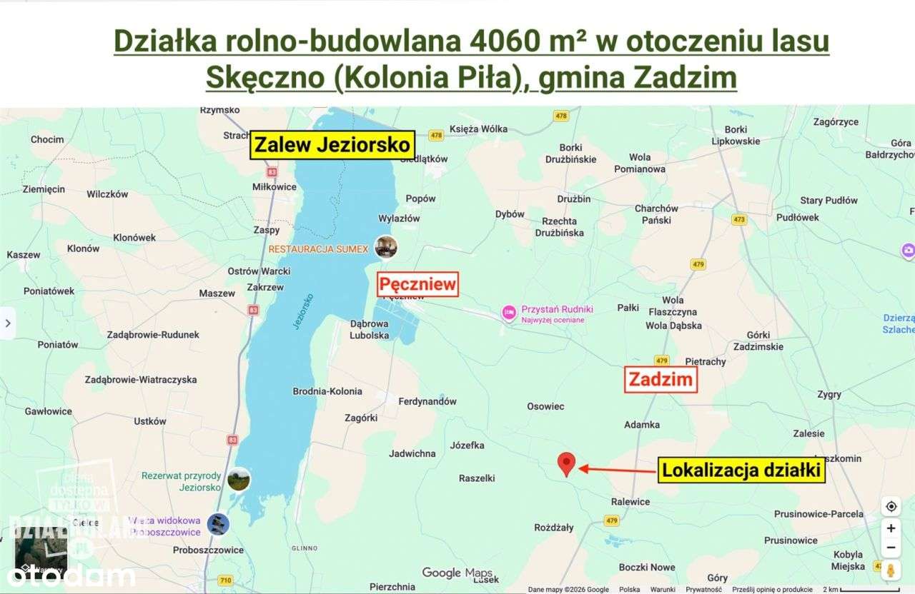 Dz. budowlana 4060 m², Skęczno (Kol. Piła), Zadzim-3