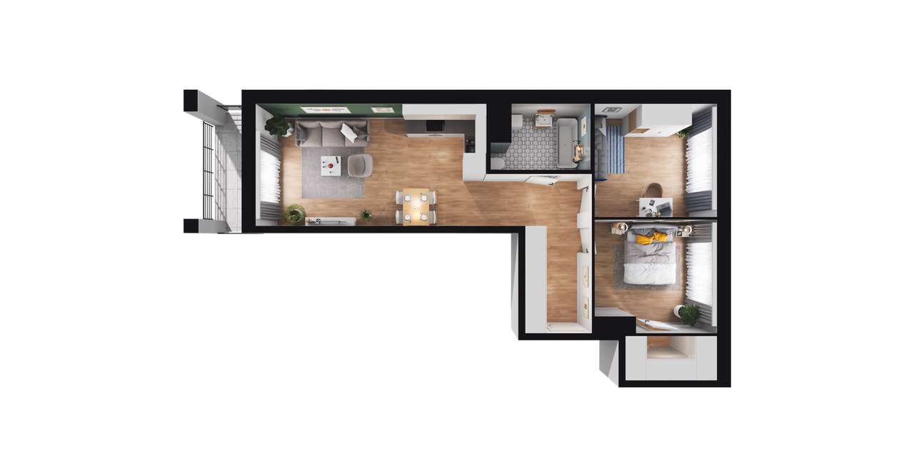 3-pokojowe mieszkanie 64m2 + loggia Bezpośrednio - Pełny obrazek: 3/9