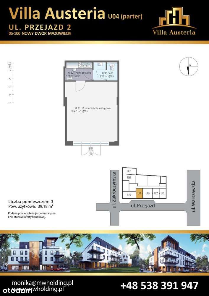 Lokal usługowy U04 SPRZEDAŻ LUB WYNAJEM ul.Przejazd 2 - 39,18m2 - Pełny obrazek: 2/11