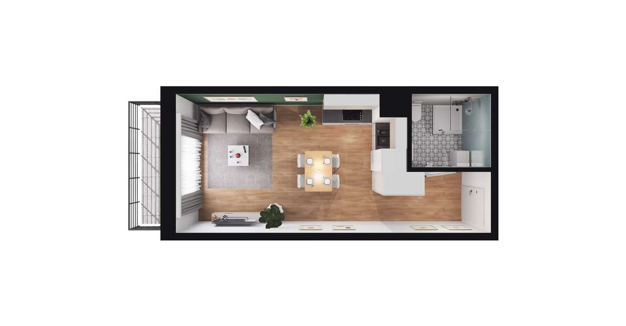 1-pokojowe mieszkanie 28m2 + balkon Bezpośrednio - Pełny obrazek: 2/8