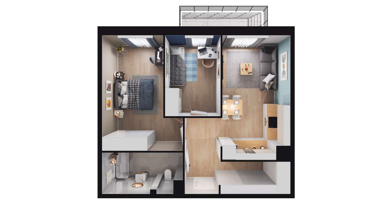 3-pokojowe mieszkanie 54m2 Bezpośrednio - Pełny obrazek: 3/9