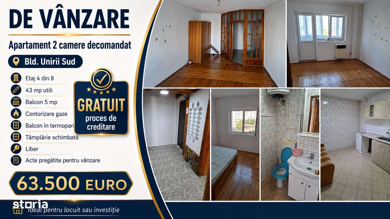 2 camere ,decomandat -bld. Unirii Sud — fotografia 1
