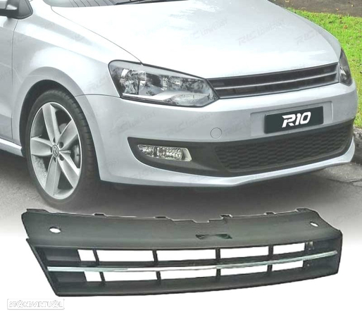 GRELHA FRONTAL SEM SÍMBOLO PARA VOLKSWAGEN VW POLO 09+ PRETA CROMADO - 1