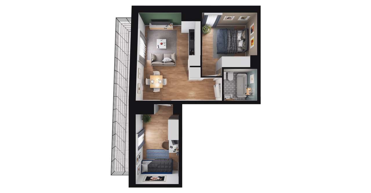 3-pokojowe mieszkanie 42m2 + taras Bez Pośredników - Pełny obrazek: 2/6