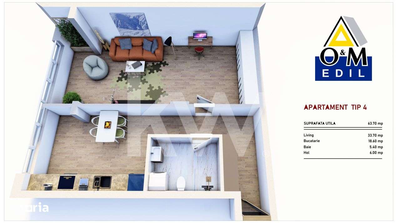 Apartamente Noi de Vanzare in Codlea – Pret EXCEPTIONAL: 1.200 € - Imagine principală: 3/4