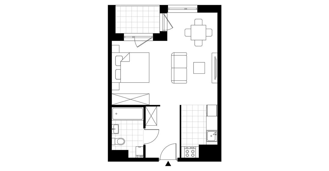 1-pokojowe mieszkanie 37m2 + loggia Bez Prowizji - Pełny obrazek: 3/8