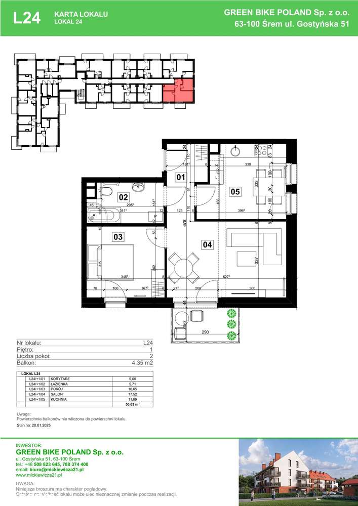 Mieszkanie L24 | 50,63 m² | 2 pok. | Cicha okolica - Pełny obrazek: 2/9