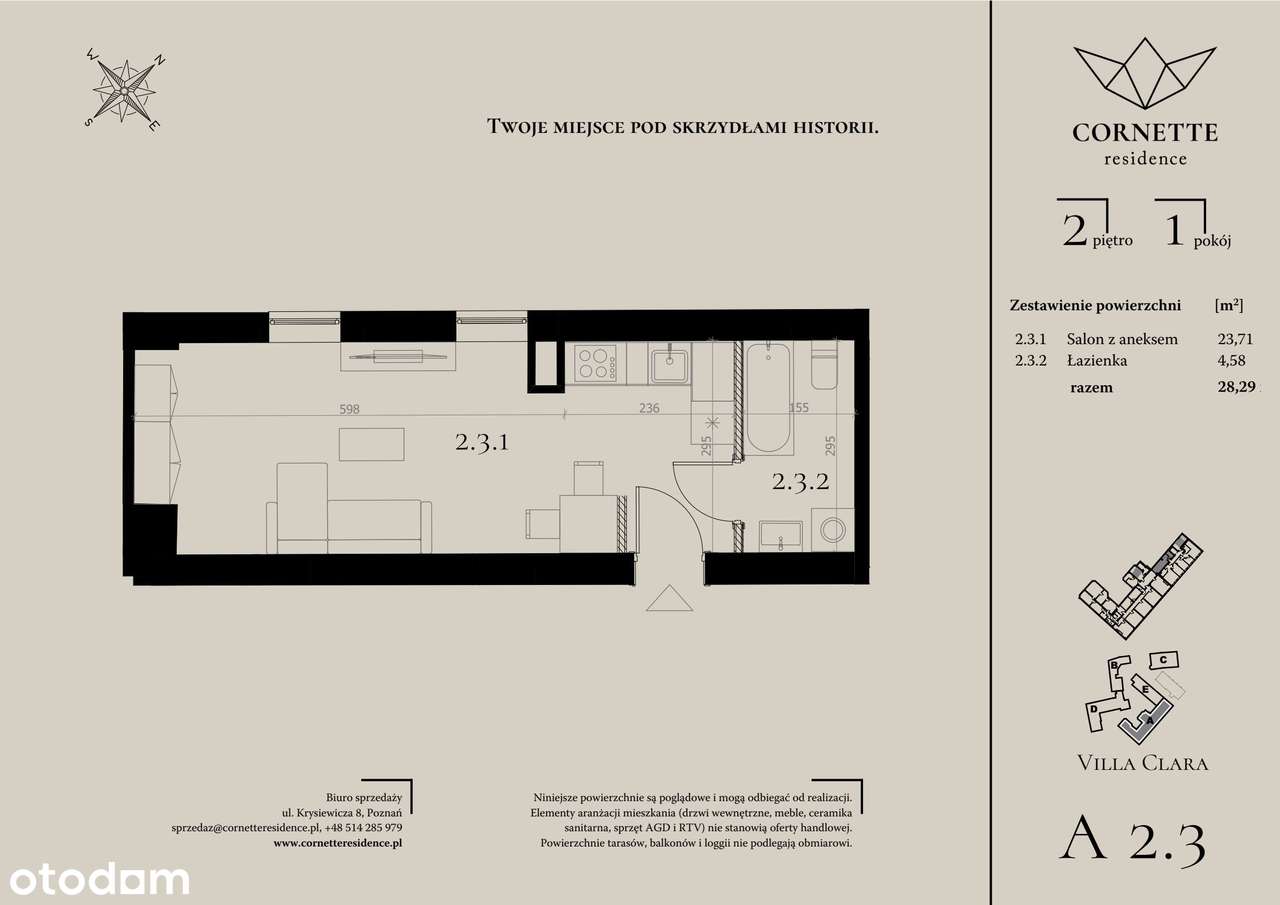 1-pokojowe mieszkanie 28m2 Bezpośrednio - Pełny obrazek: 2/7