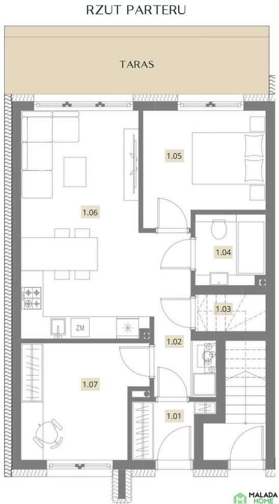 mieszkanie z ogródkiem w Stanowicach - Pełny obrazek: 4/10