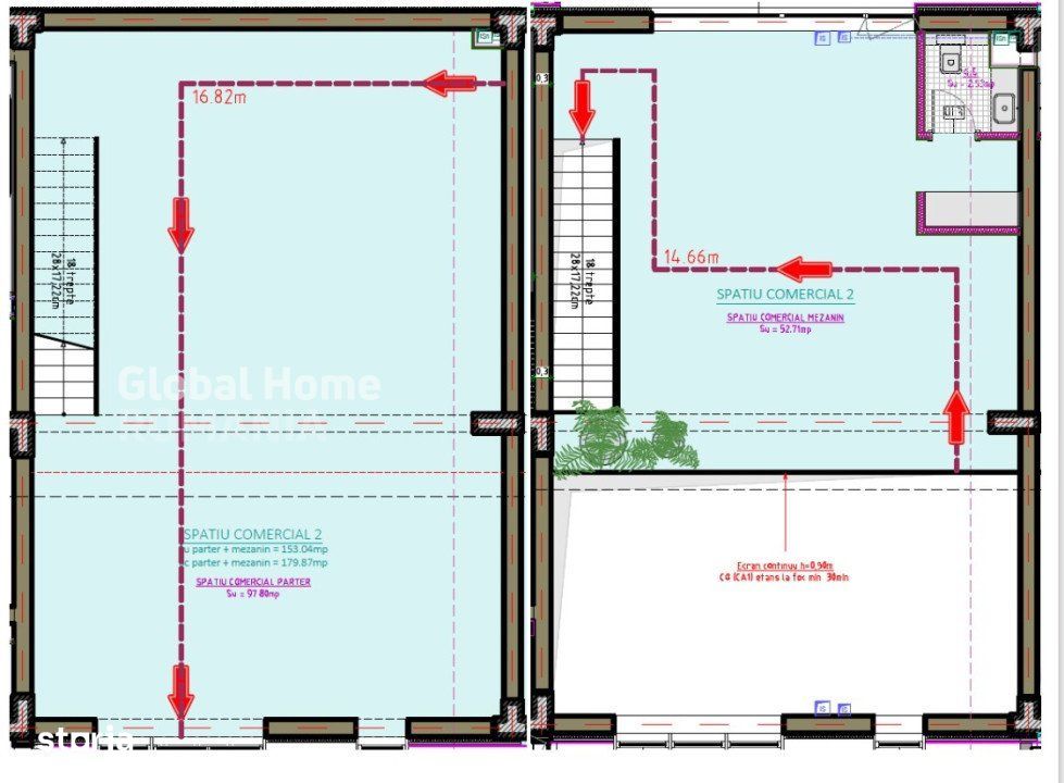 Spatiu Comercial 178 MP  | Constanta - Soveja - Tomis III | Parter+Mez