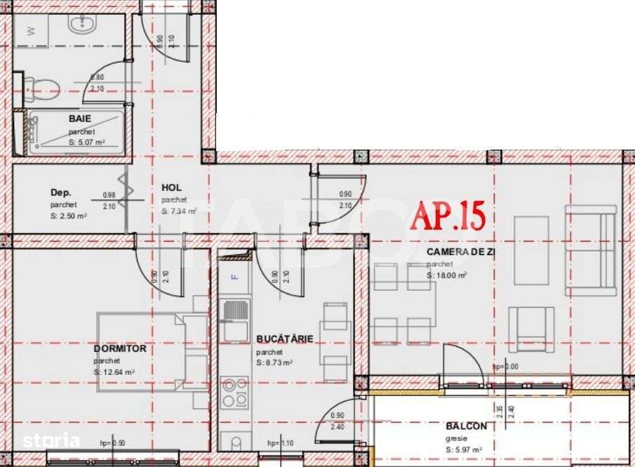 Apartament de vanzare 2 camere balcon loc parcare orientare sudica - Imagine principală: 3/7