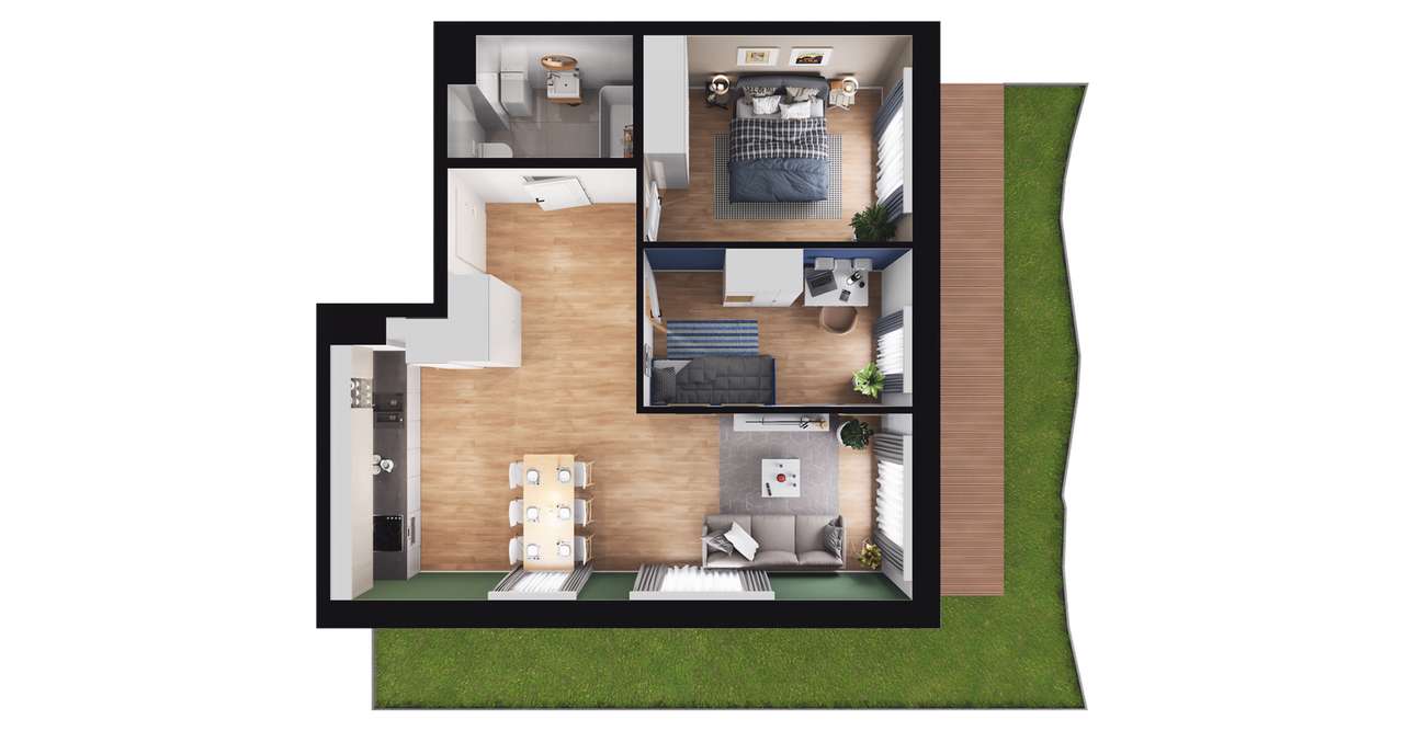 3-pokojowe mieszkanie 56m2 + ogródek Bez Prowizji - Pełny obrazek: 2/8