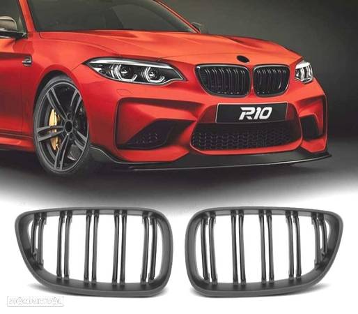 GRELHA FRONTAL PARA BMW SERIE 2 LOOK M2 COR PRETO FOSCO - 1