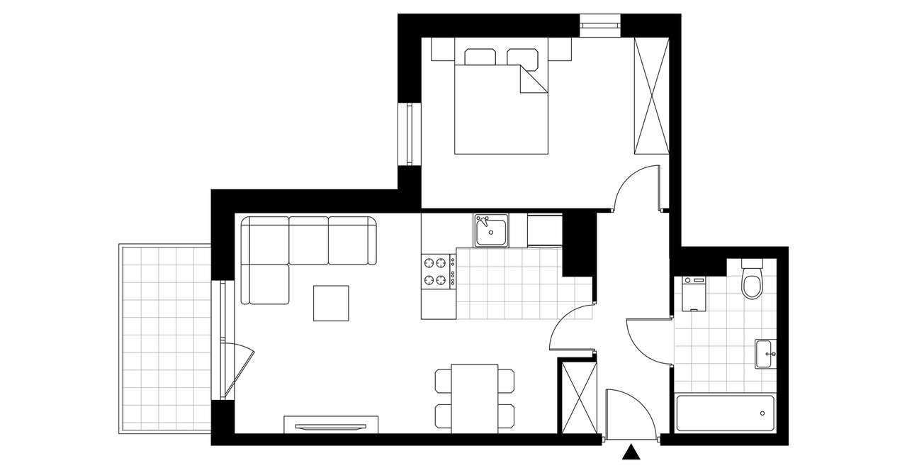 2-pokojowe mieszkanie 44m2 + balkon - Pełny obrazek: 3/8