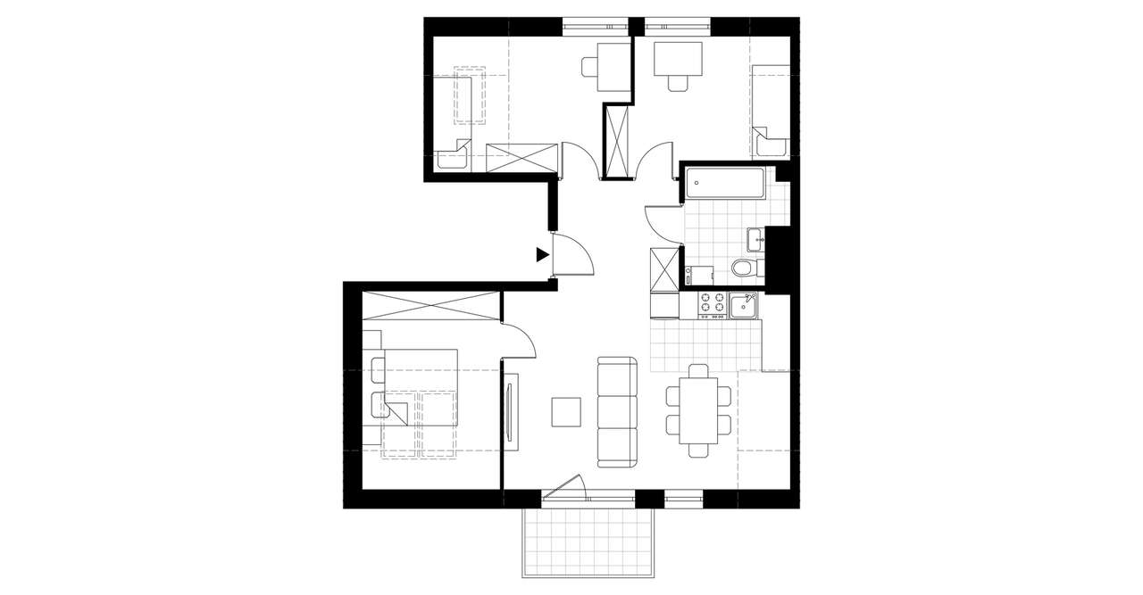 4-pokojowe mieszkanie 56m2 + balkon Bezpośrednio - Pełny obrazek: 3/8