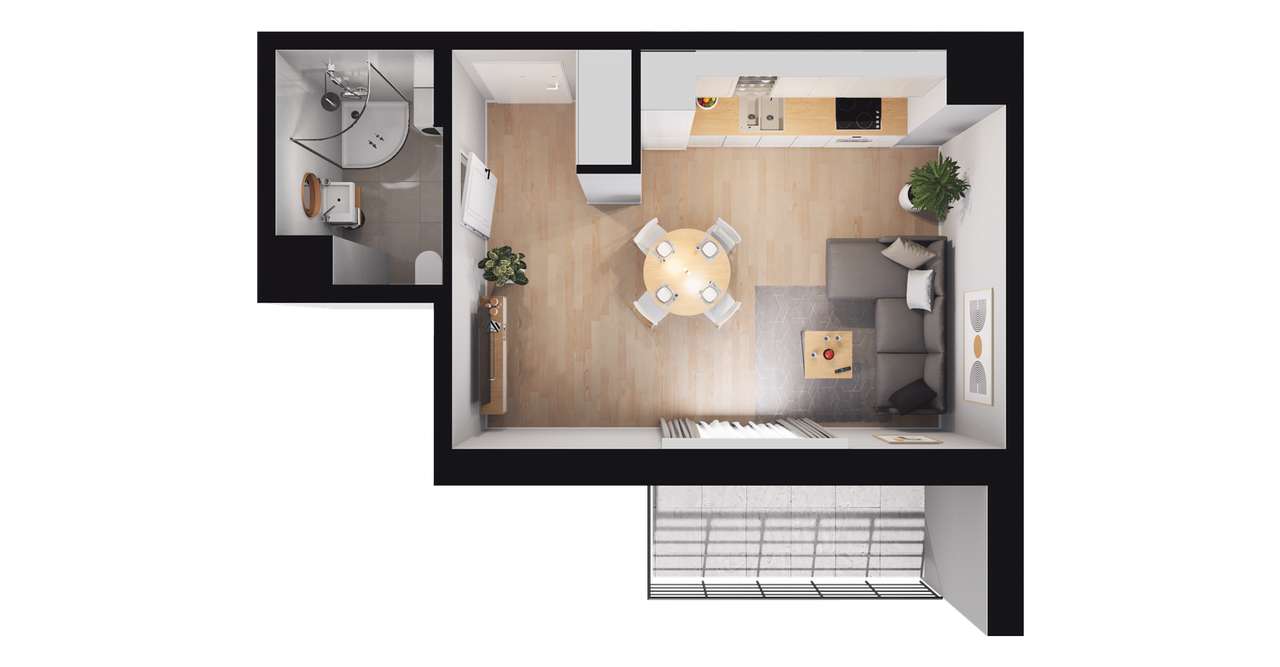 1-pokojowe mieszkanie 29m2 + balkon Bez Prowizji - Pełny obrazek: 2/8