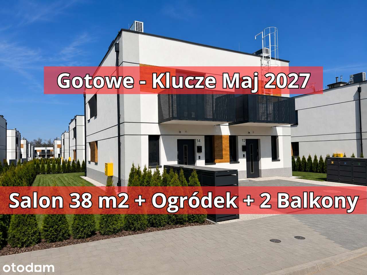 Gotowy --- Klucze Maj '27 --- Salon 30 m2 ---- Trawa z rolki + Tuje !!