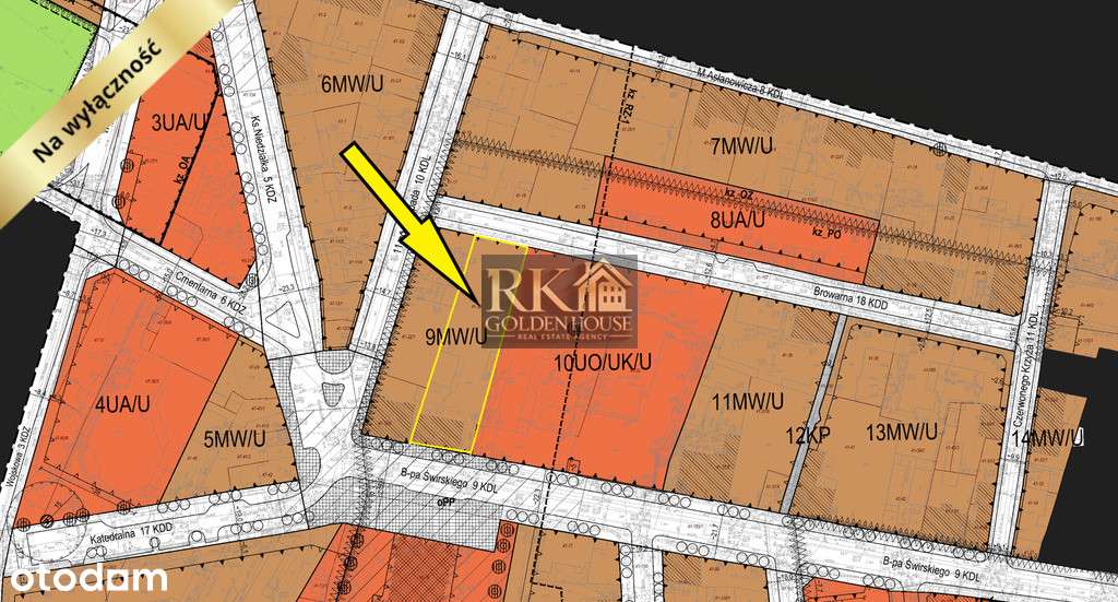 Działka w centrum- intensywność zabudowy 2,1 powierzchnia zabudowy 0,7-8