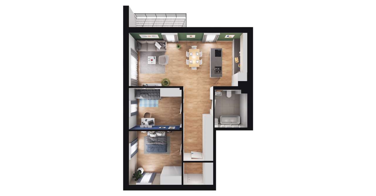 Zielona Podkowa | mieszkanie 3-pok. | 24A - 24/A - Pełny obrazek: 3/9