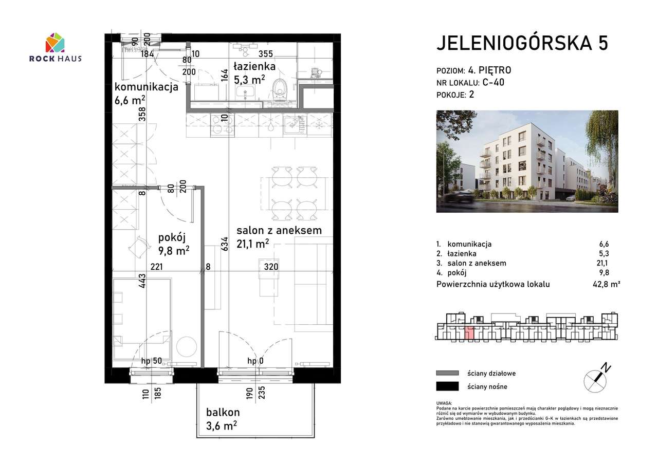 Jeleniogórska 5 | mieszkanie 2-pok. | C-40 - Pełny obrazek: 2/9