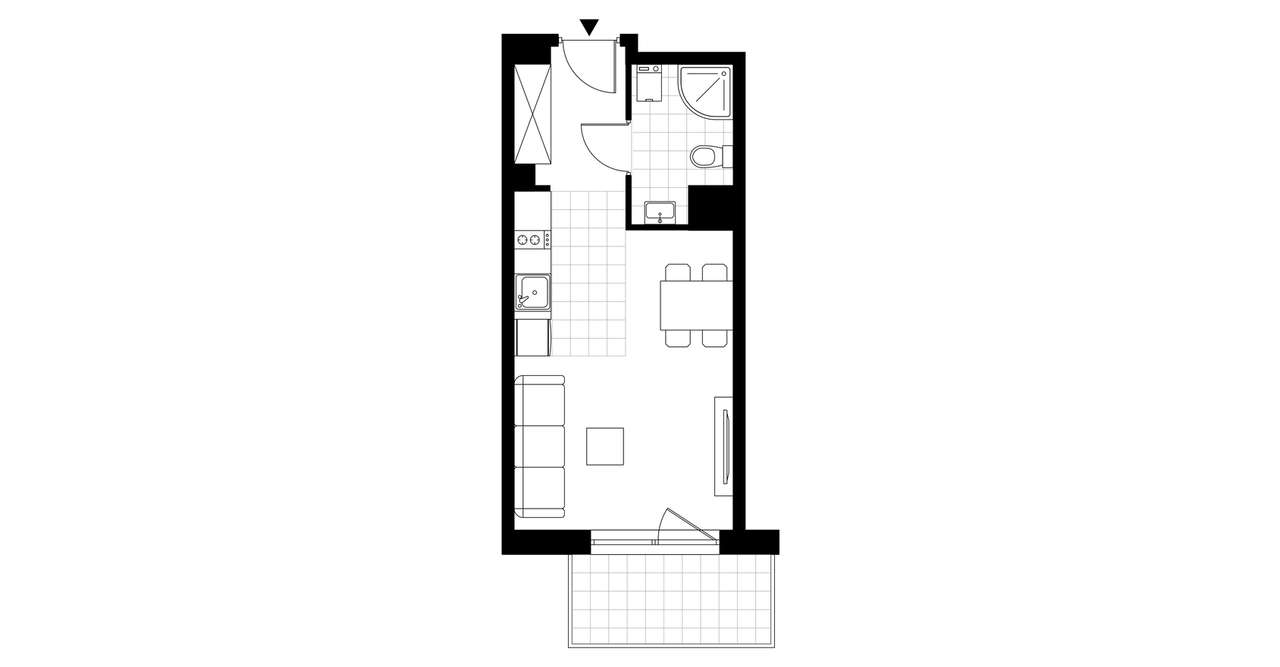 1-pokojowe mieszkanie 26m2 + balkon Bez Prowizji - Pełny obrazek: 3/8