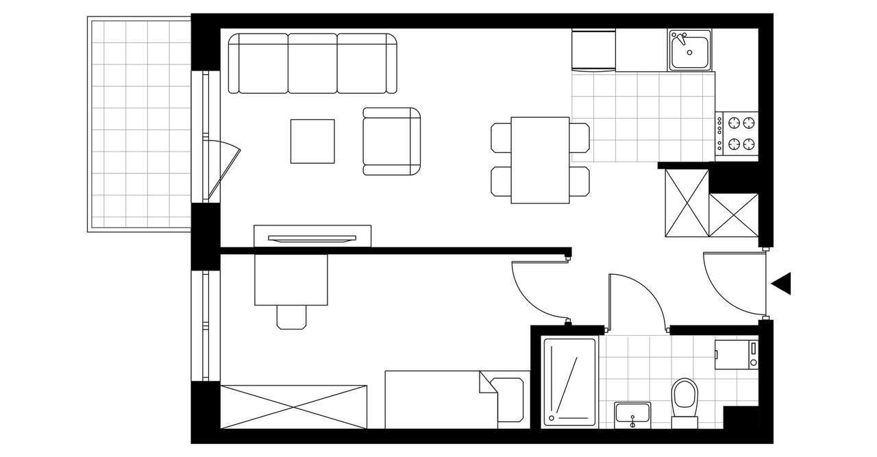 2-pokojowe mieszkanie 39m2 + balkon - Pełny obrazek: 3/7