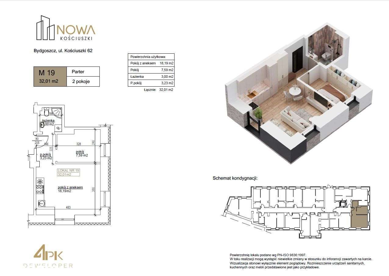 Mieszkanie 32 m2, Stan deweloperski 19 - Pełny obrazek: 2/6
