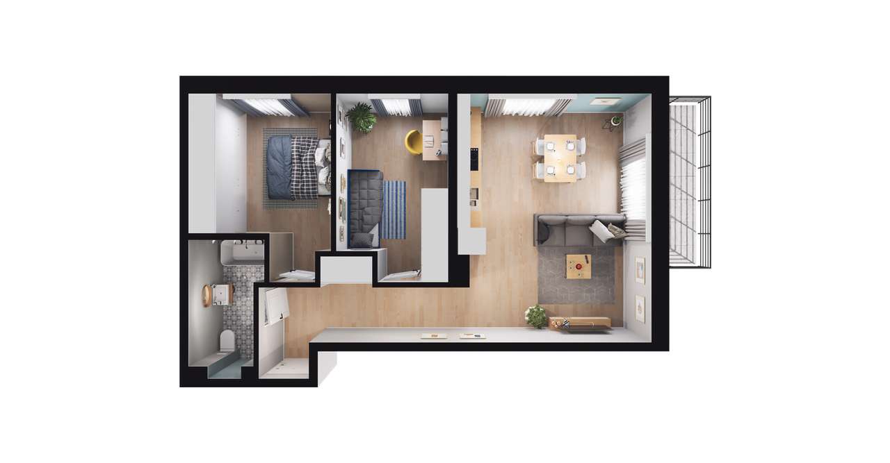 3-pokojowe mieszkanie 55m2 + balkon Bez Prowizji - Pełny obrazek: 2/8