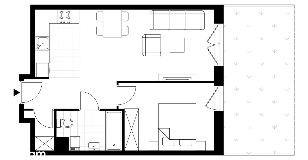 2-pokojowe mieszkanie 44m2 + ogródek - Pełny obrazek: 3/8