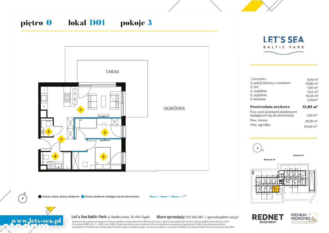 3-pokojowe mieszkanie 52m2 + ogródek Bez Prowizji - Pełny obrazek: 2/7