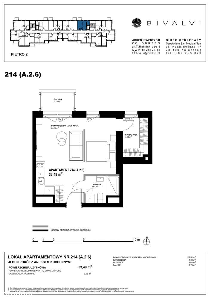 Bivalvi | apartament 2-pok. | 33,49 m² | 214 - Pełny obrazek: 3/9