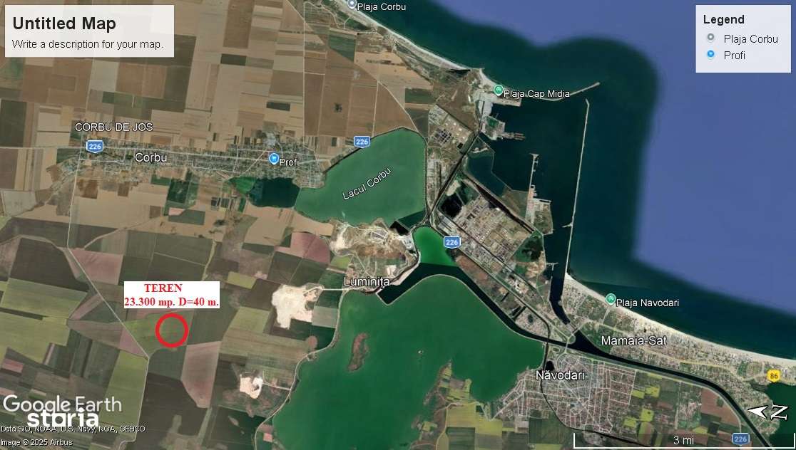 Corbu Teren Agricol 23.300 mp. D=40 m. Ideal investitie Pret 19.900 E - Imagine principală: 1/4