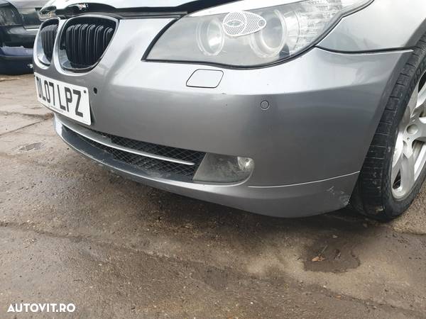 Bara Spoiler Fata Completa cu Spalatoare si Locas Senzori Parcare si Nari Duble BMW Seria 5 E60 LCI FL Facelift 2007 - 2010 Culoare Spacegrau [X2992] - 4