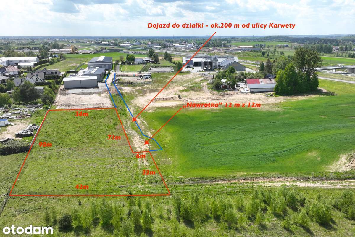 Działka z wydaną WZ dla budowy hali | Sąsiedztwo węzła Miszewo-2
