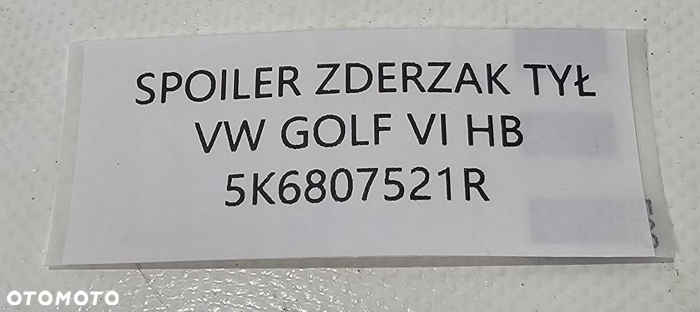 ORG DOKŁADKA SPOILER DYFUZOR ZDERZAKA TYŁ VOLKSWAGEN GOLF VI HB - 9