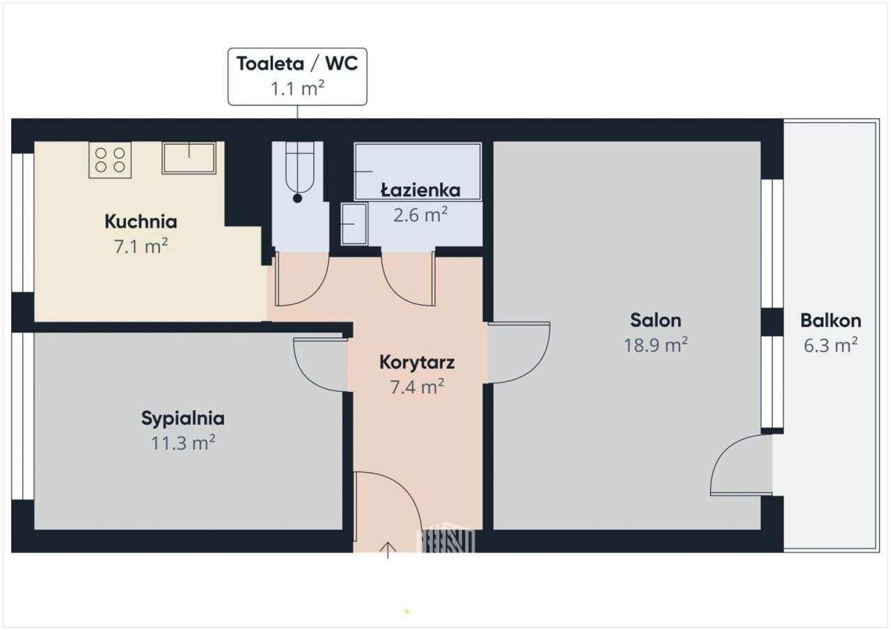 Rezerwacja|Dwupokojowe|Osobna Kuchnia|Loggia| - Pełny obrazek: 2/20