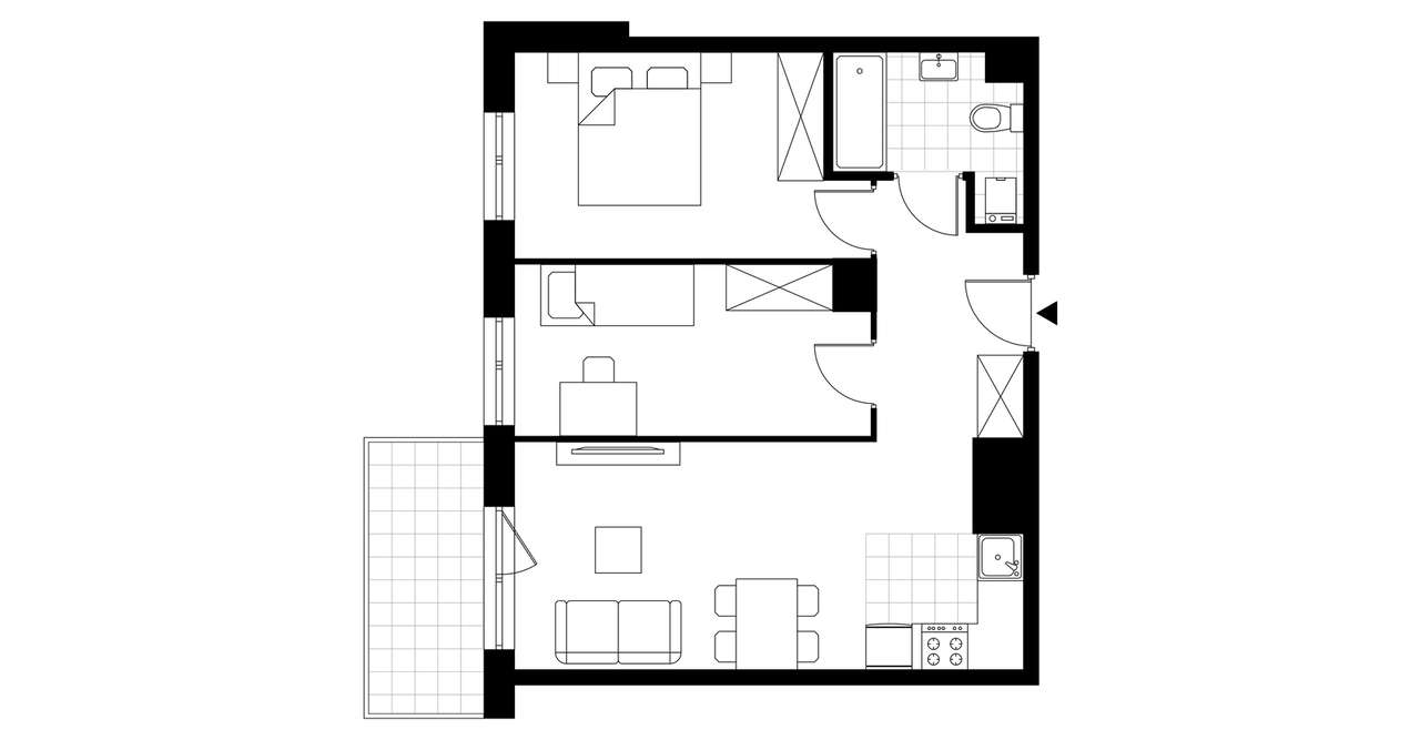3-pokojowe mieszkanie 51m2 + balkon - Pełny obrazek: 3/8