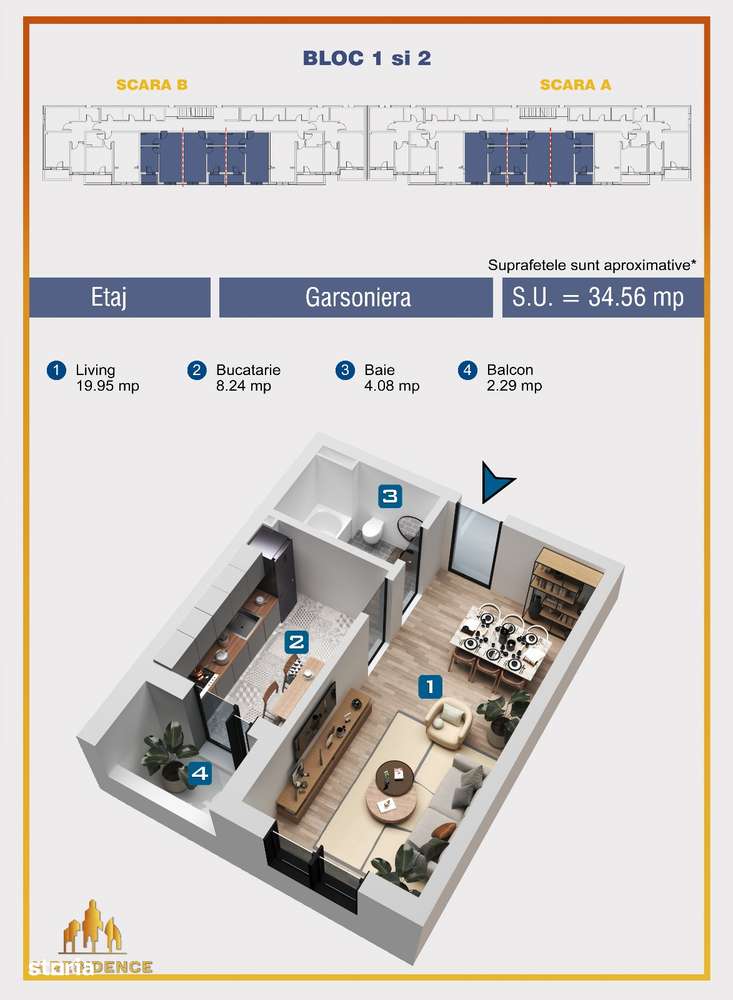 Garsoniera de Comision 0% - Bloc Nou - TVA Inclus - 35 MP