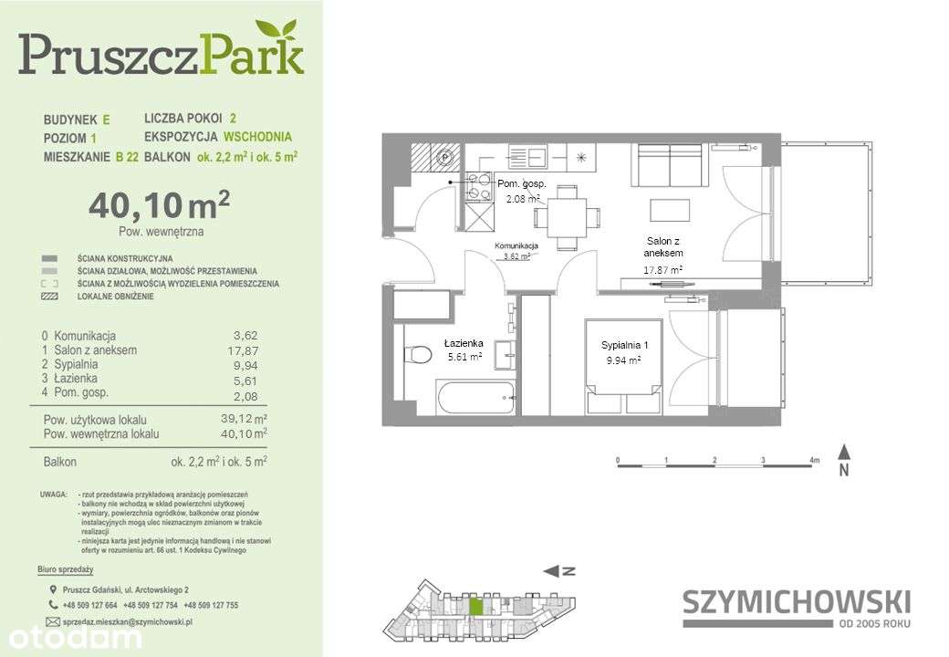 Pruszcz Park E - B.22 mieszkanie 40,10 m2 I piętro - Pełny obrazek: 2/20