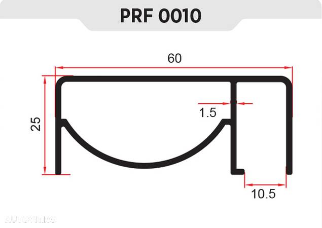 Mana curenta Profil aluminiu eloxat 60x25mm 6m x1.5 - 1