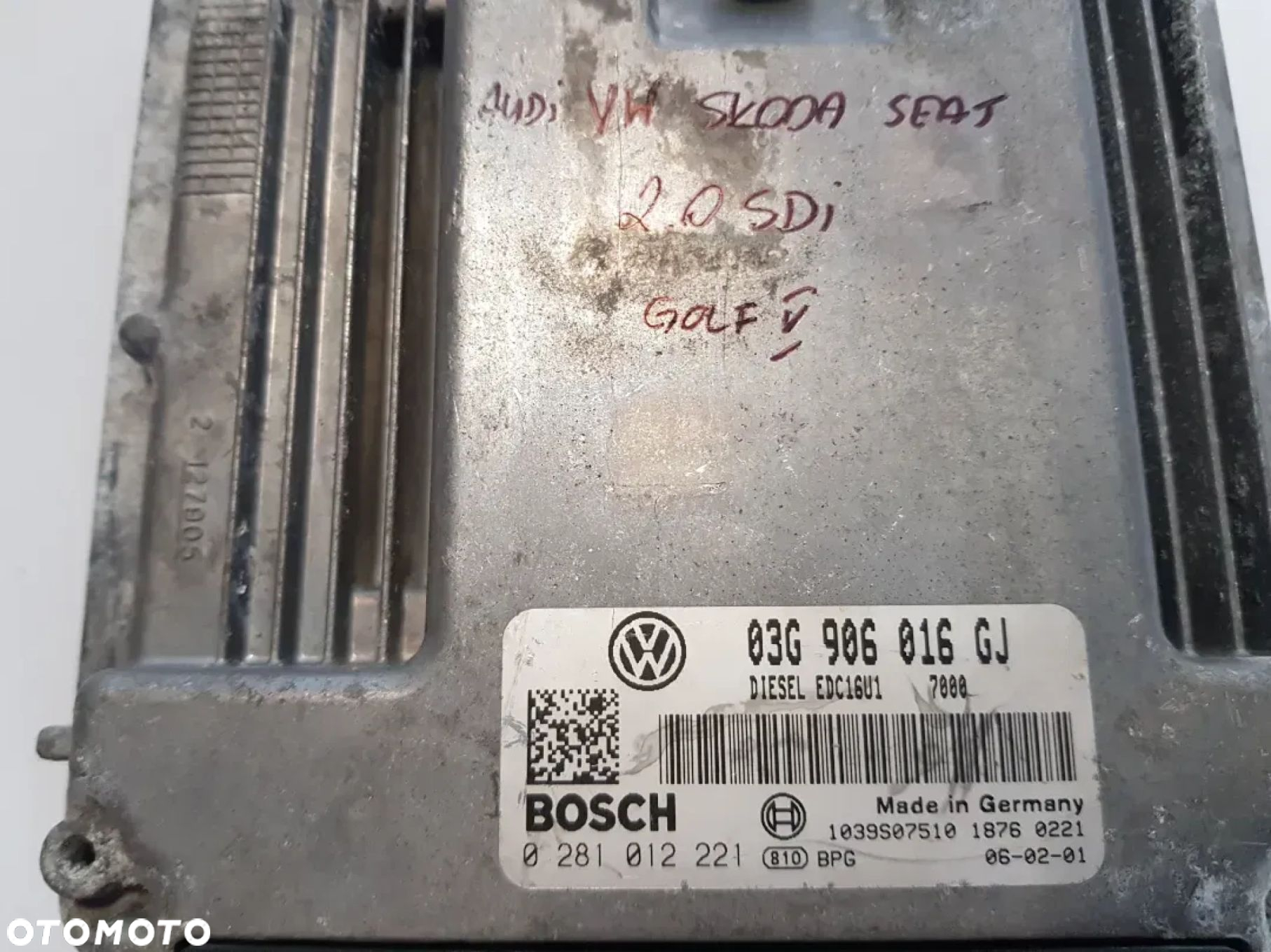 Sterownik komputer silnika Audi Vw Skoda Seat 2.0 sdi Golf V 03g906016gj - 4